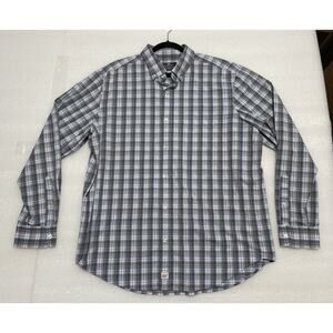 Vineyard Vines Shirt Mens XL Blue Green Gingham Classic Fit Murray Performance